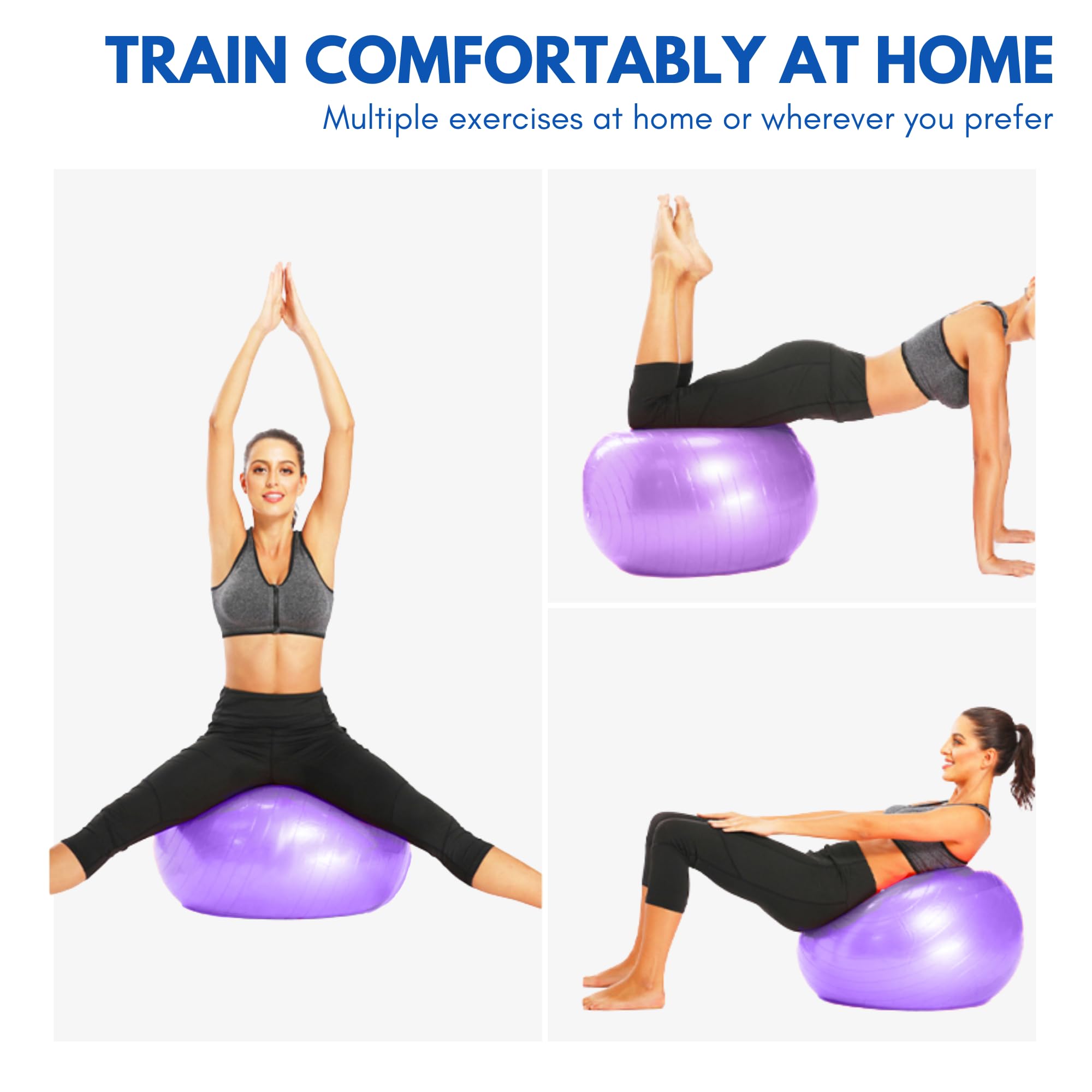 Ballon De Yoga/Gym 55 Cm Anti-Éclatement En PVC - Pour Pilates, Exercice Abdos, Chaise Équilibre