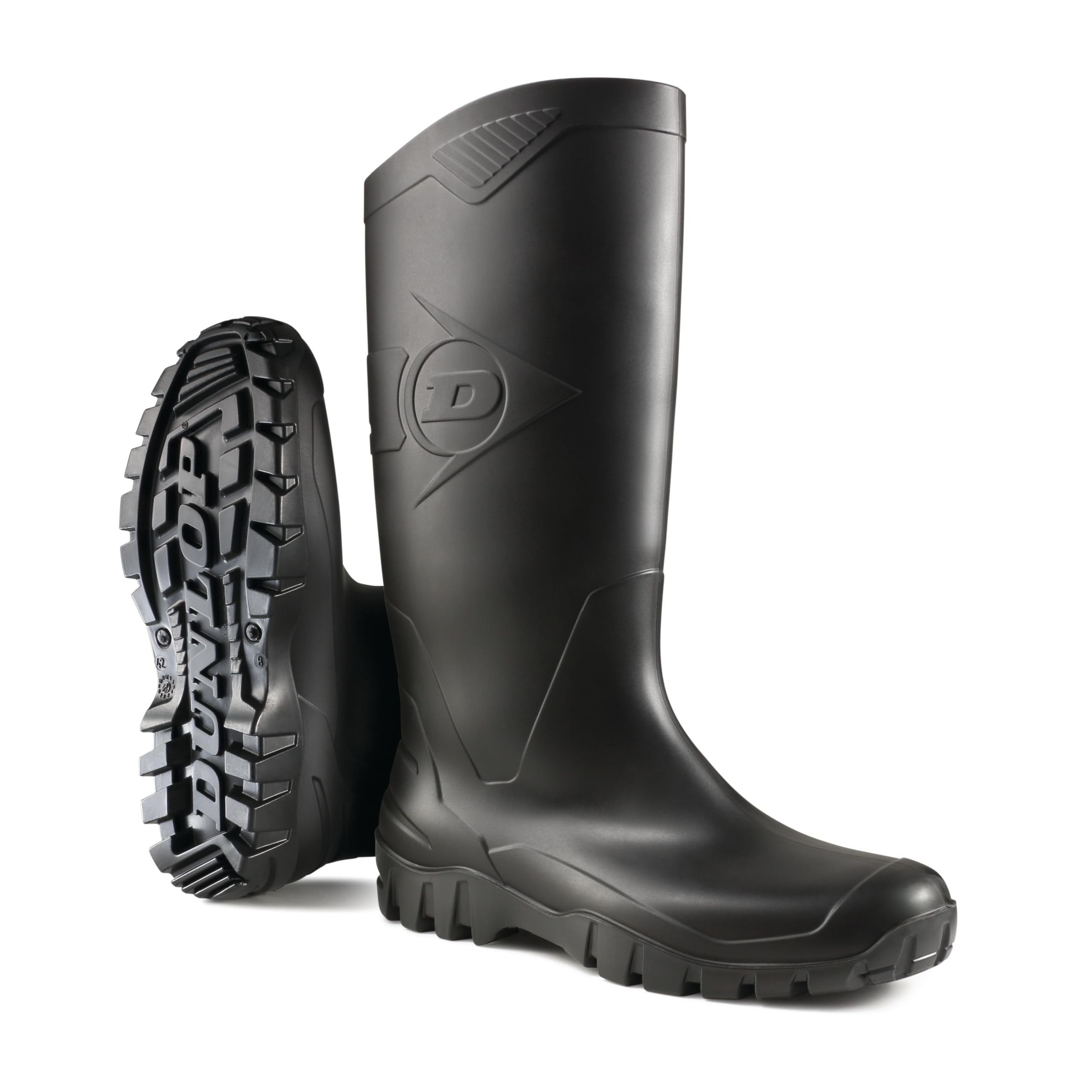 DUNLOP Dane Noir Caoutchouc Bottes PVC et Vert