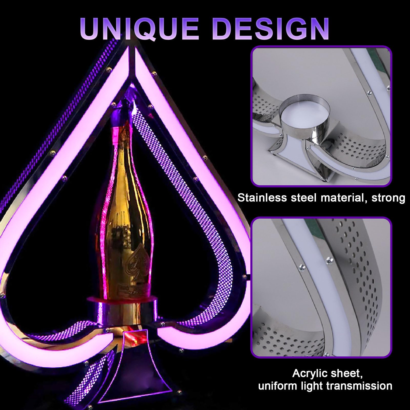 Espositore per Bottiglie di liquore Illuminato a LED, espositore VIP per Bottiglie di Champagne Ace of Spades, Ideale per Bar/Feste Private.