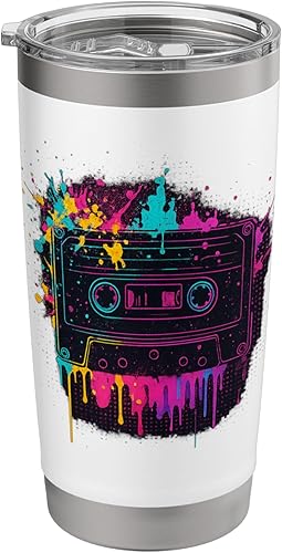 Vaso aislado de acero inoxidable de la vieja escuela del casete de la cinta del estilo retro