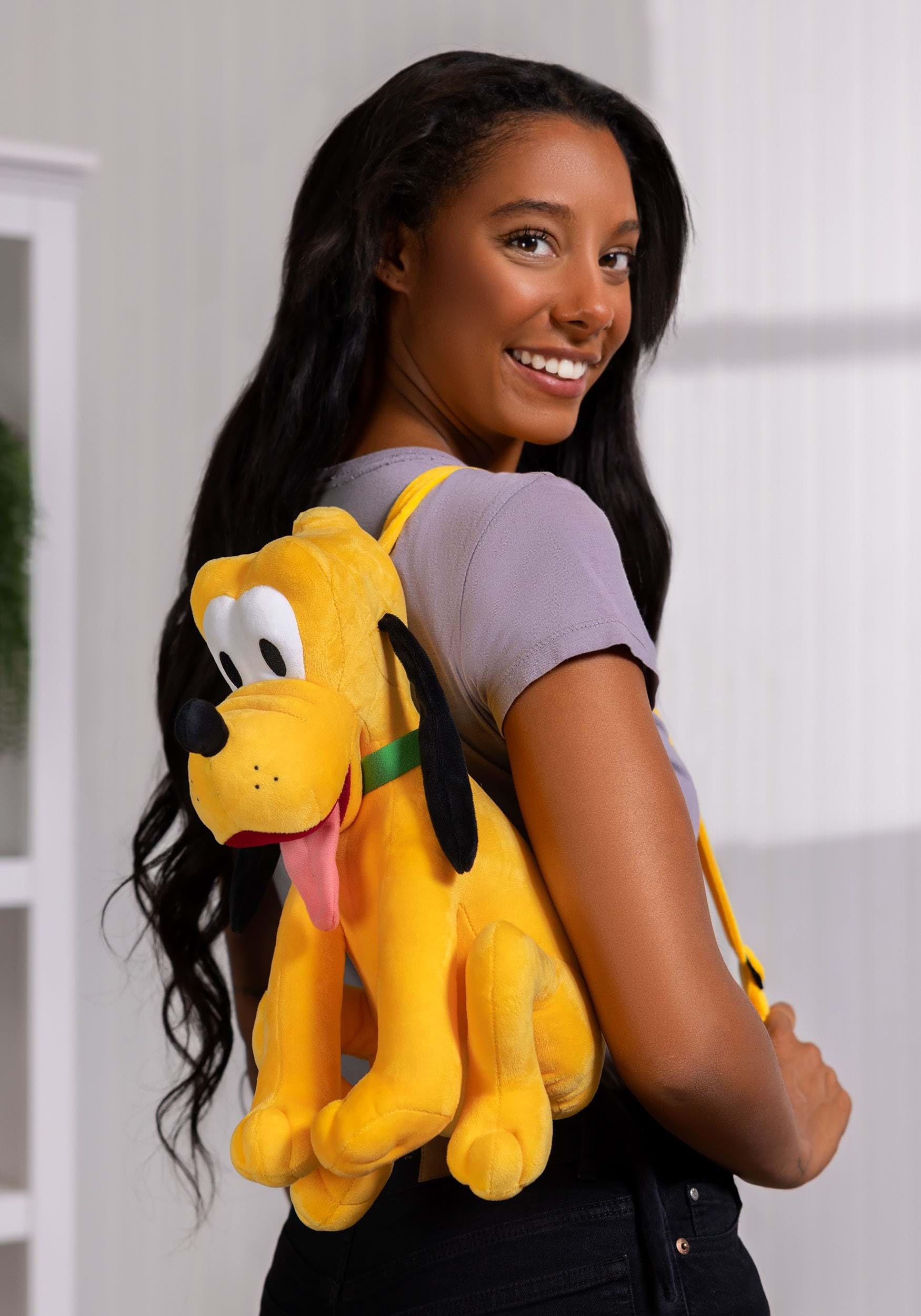Disney Yellow Pluto Plush Character Backpack with Pink Tongue Accent Pluto Backpack - Etsy main image 2