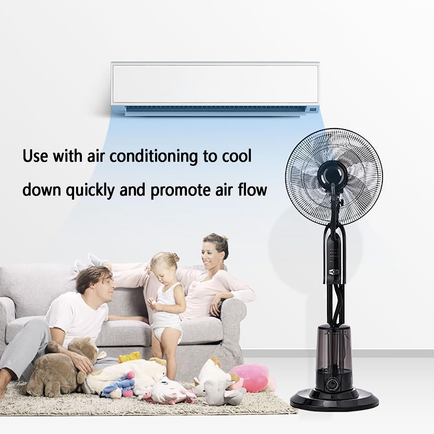 Evaporative Air Cooler/Outdoor Misting Fan, 16-Inch Oscillating