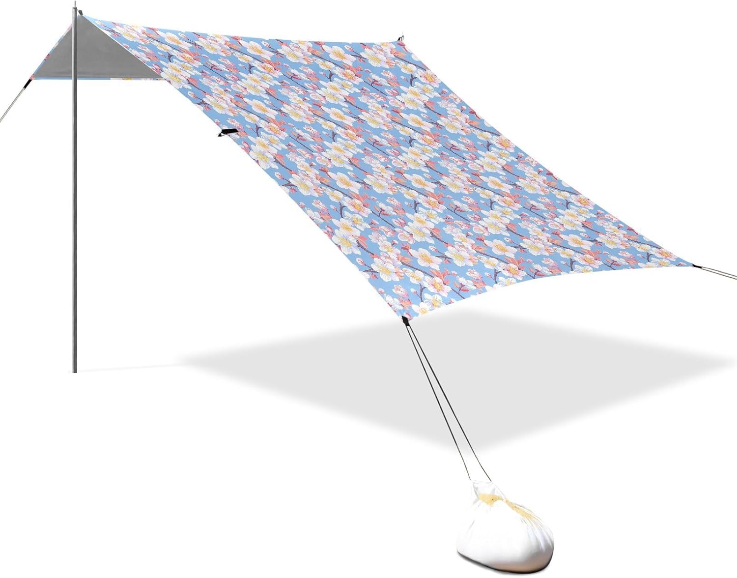 ALAZA Colorful Cherry Blossom Flower Beach Tent Sun Shelter UPF50+ Protection Beach Shade Canopy w/ 4 Sandbags for Outdoor Camping, Fishing, Backyard Fun, Picnic, 10x9 ft