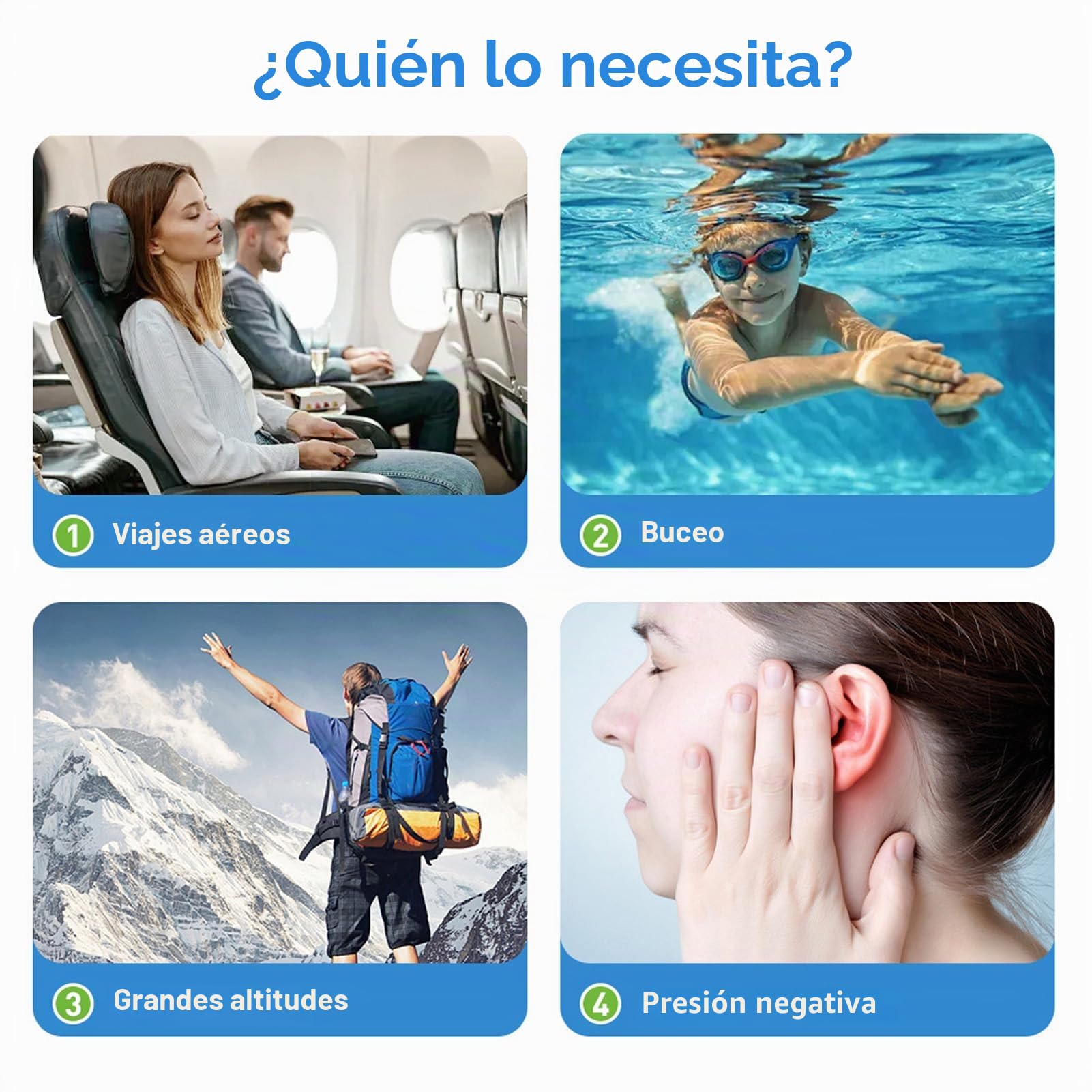 Dispositivo Profesional para Aliviar la Presión del Oído | Alivio del Tinnitus para el Zumbido de Oídos | Desatascador de Trompa de Eustaquio Recargable de 900mAH para Buceo