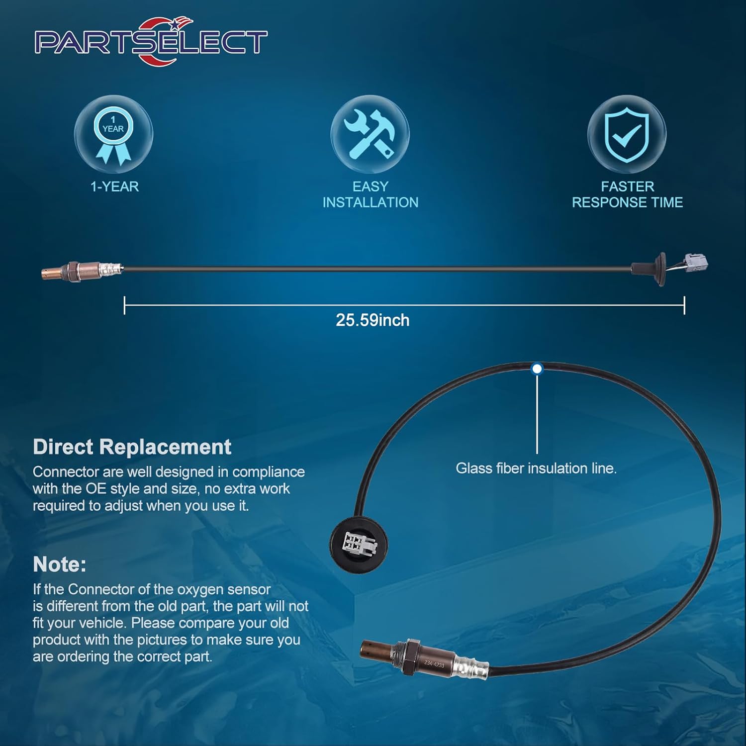 Oxygen O2 Sensor Downstream Replacement for Toyota Corolla Matrix, for Pontiac Vibe 2003 2004 2005 2006 2007 2008 1.8L L4