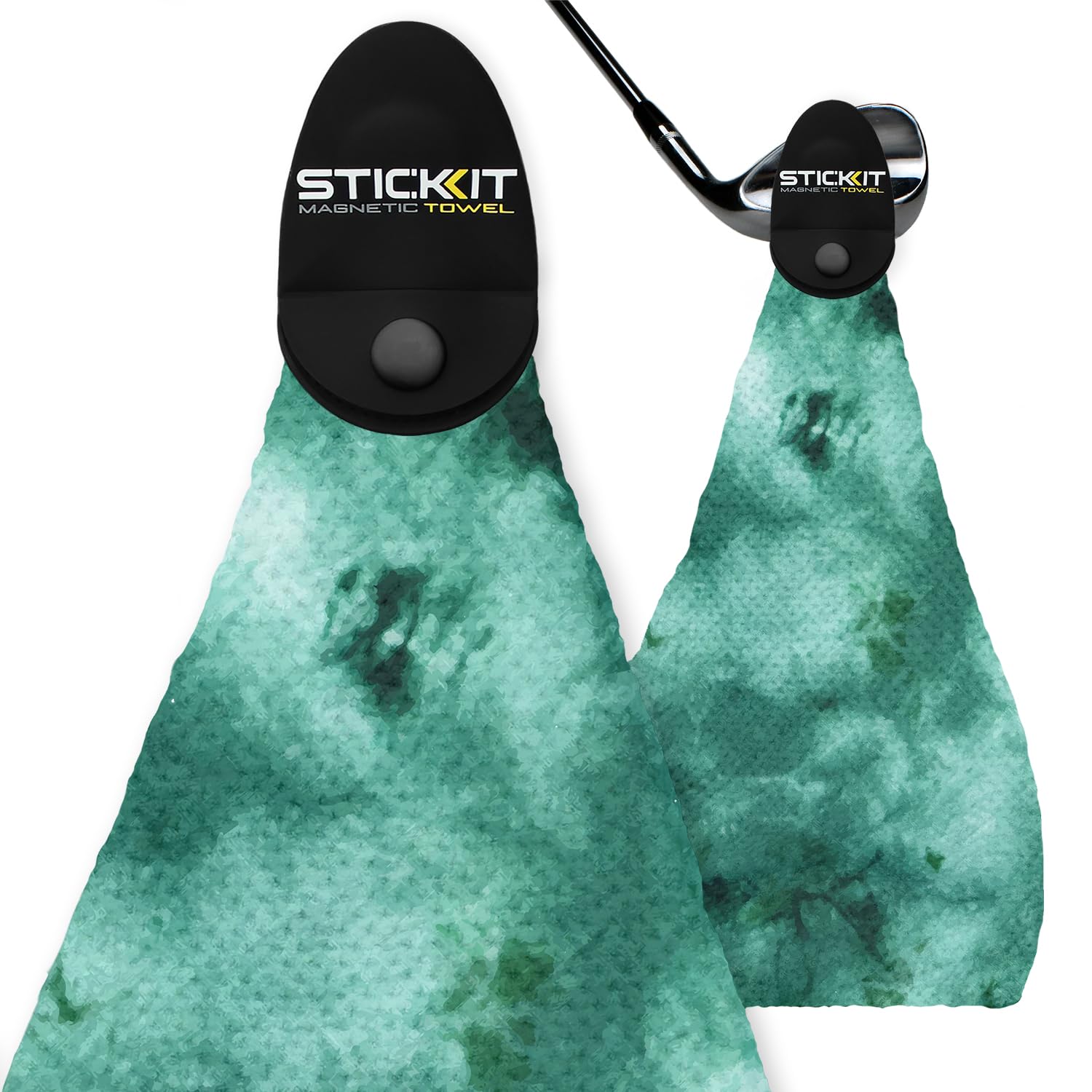 STICKIT Magnetic Golf Towel, Premium 29" Microfiber with Deep Waffle Pockets, Industrial Strength Magnet for Secure Hold to Golf Carts & Clubs,