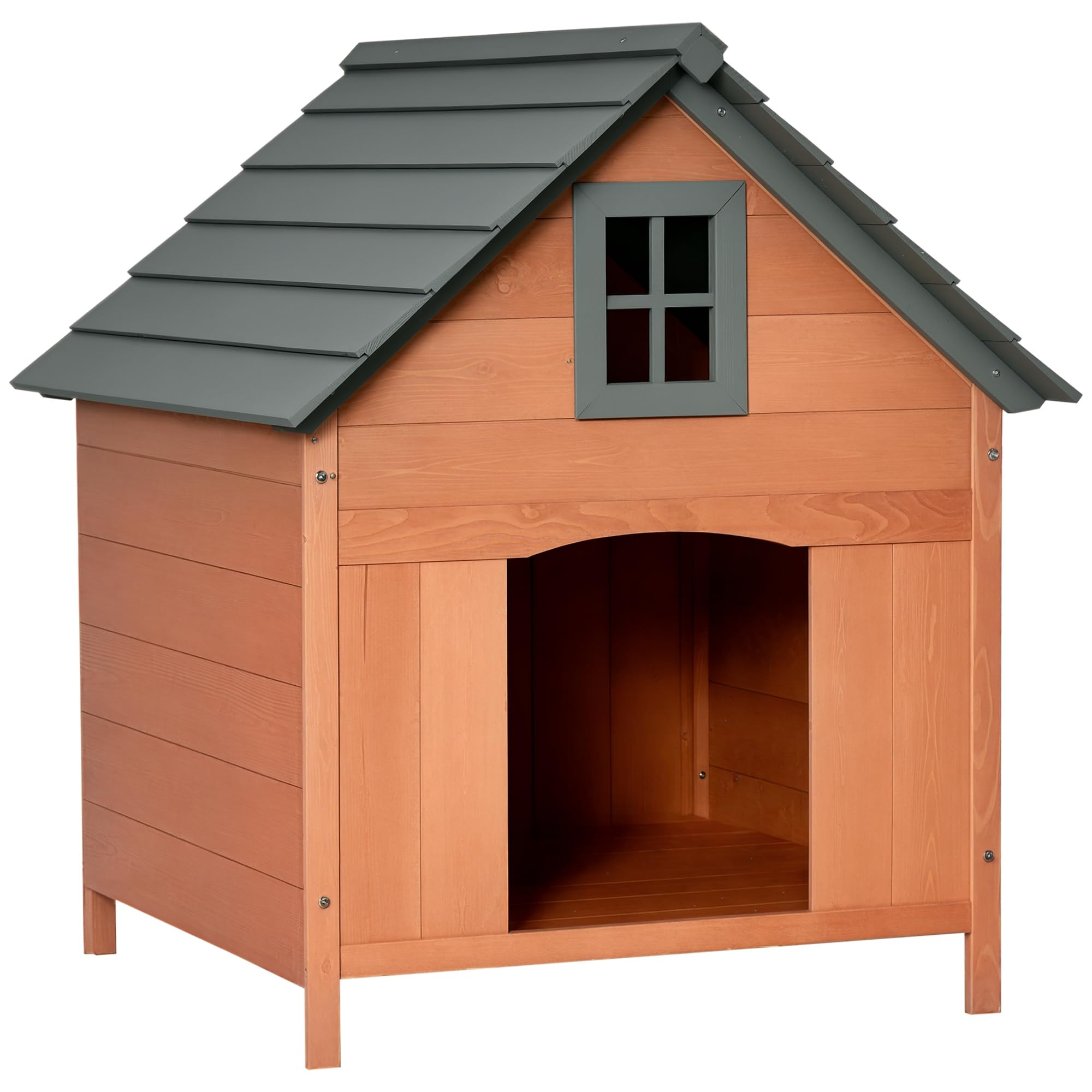 Casetta Rialzata per Cani fino a 30 kg, Cuccia per in Legno (81.3x91.5x98.5 cm) | Cuccia per Cani Gatti, da Esterno, in Legno di Abete