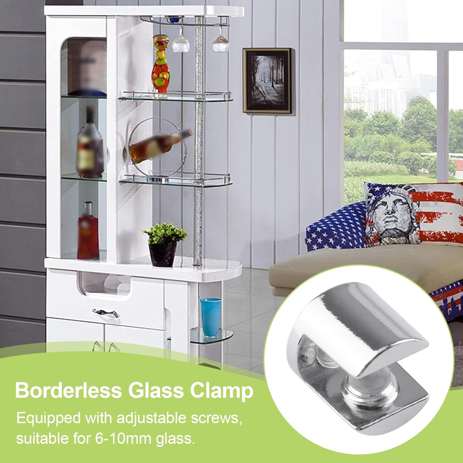 48Pcs Glass Shelf Bracket,Wall Mounted Adjustable Glass Shelf Clamp Clips Polished Chrome Zinc Alloy Clamp Holders Fit for 6-10mm Thickness(Round)