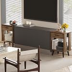 GYIIYUO Nightstands Set of 2 with Fabric Storage Drawer and Open Wood Shelf, Side Table with Storage for Bedroom, Bedside Tables - Rustic Brown
