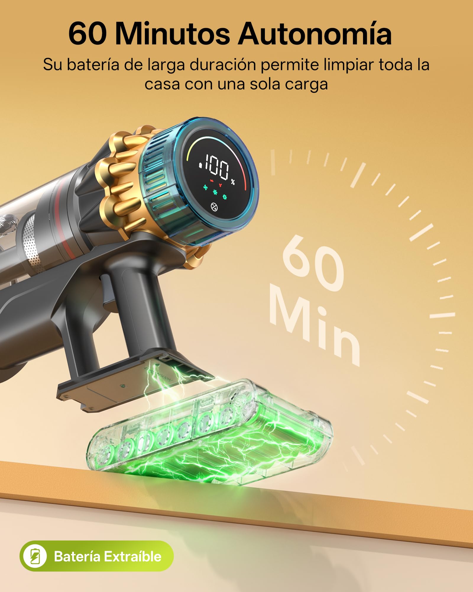 Vexilar Aspiradora sin Cable V14Pro 60kPa/1L/60Min, Multiusos Accesorios,Autoportante,Batería Extraíble,Ligero,Fácil Maneja,Aspirador Escoba Vertical para Suelos/Alfombras/Pelos/Coche
