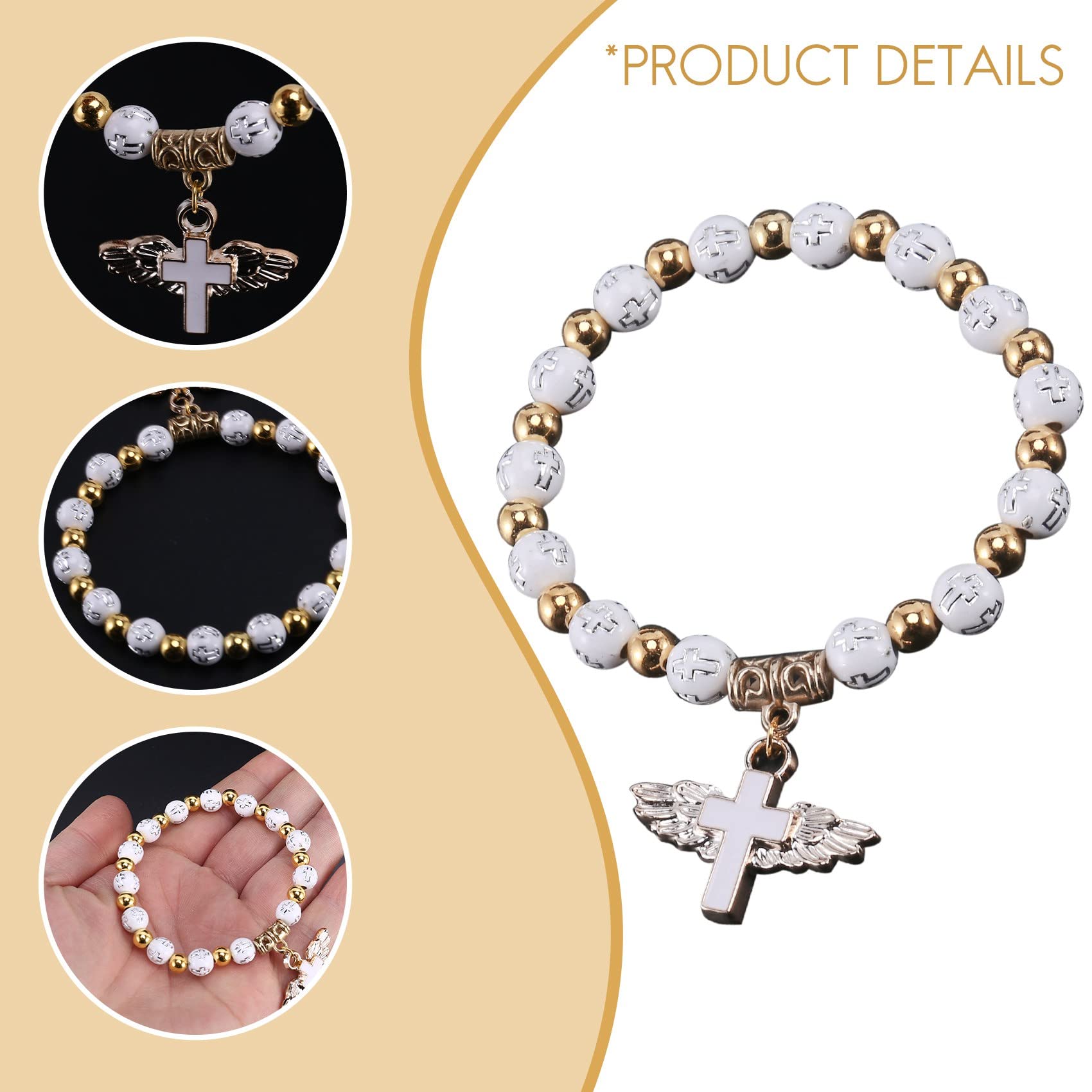 Braccialetti Battesimo Veenewy 18Pz - Croce E Rosario Per Comunione E Cresima - Foto 6