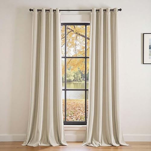 Miniatura 30 de Lazzzy Cortina opaca de terciopelo azul con aislamiento térmico para dormitorio, sala de estar, oscurecimiento de privacidad, cortinas de terciopelo