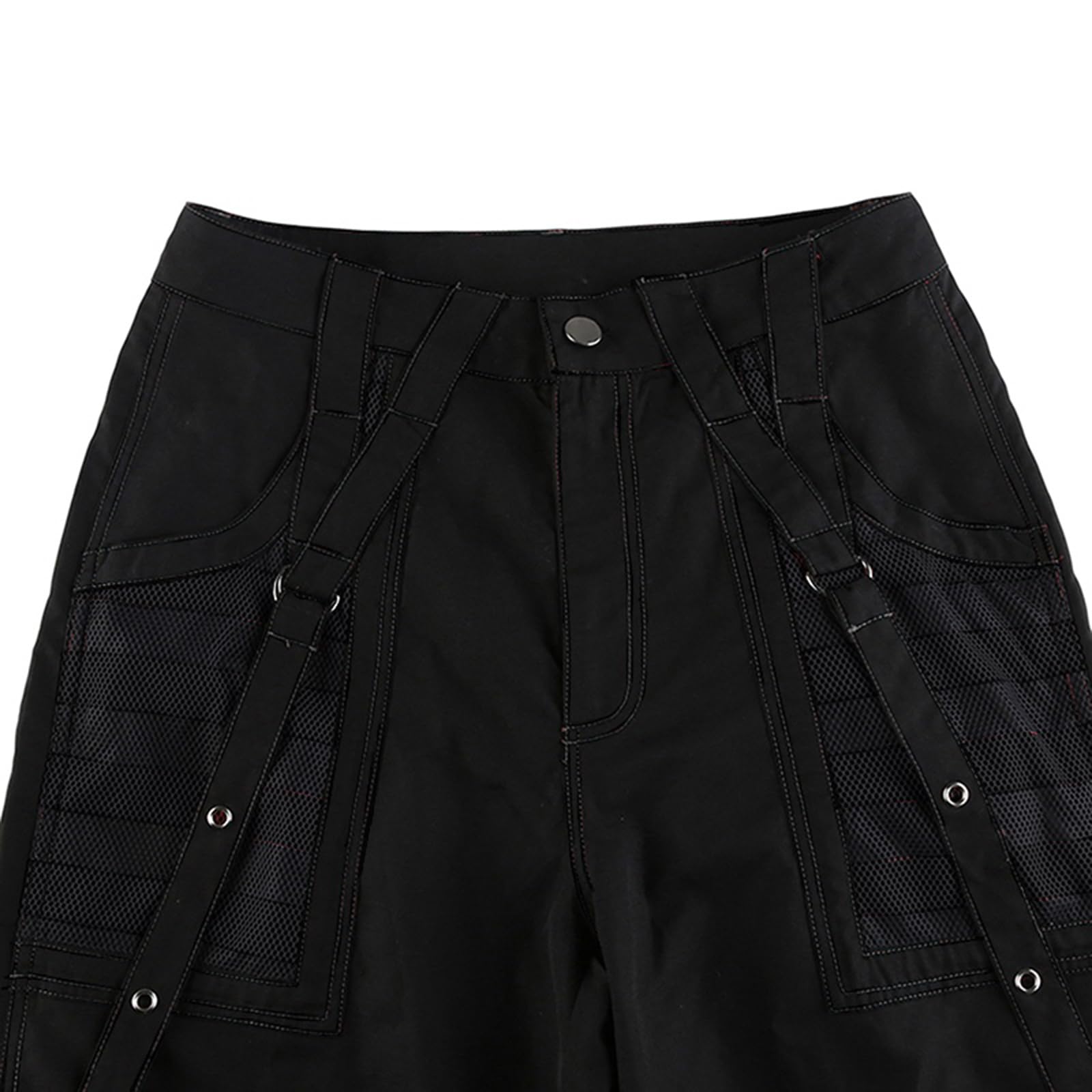 FeMereina Pantalon cargo gothique baggy pour femme - Taille haute - Pantalon cargo Y2K avec poche ample - Jambe droite et large