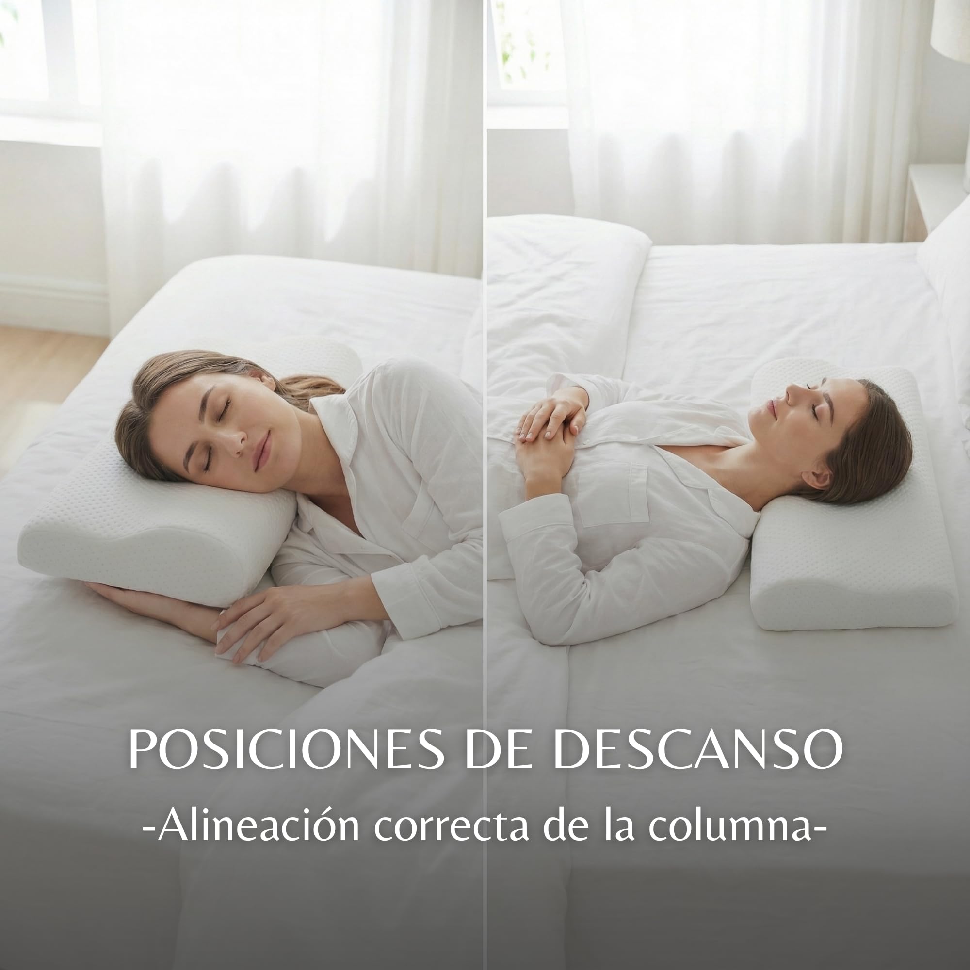 INDESMED Almohada Cervicales y Cuello Viscoelástica Ortopédica | Cojín Ergonómico para Dormir de Lado o Espalda | Soporte Cervical Nuca Firmeza Alta y Antiácaros para Cama | Memory Foam