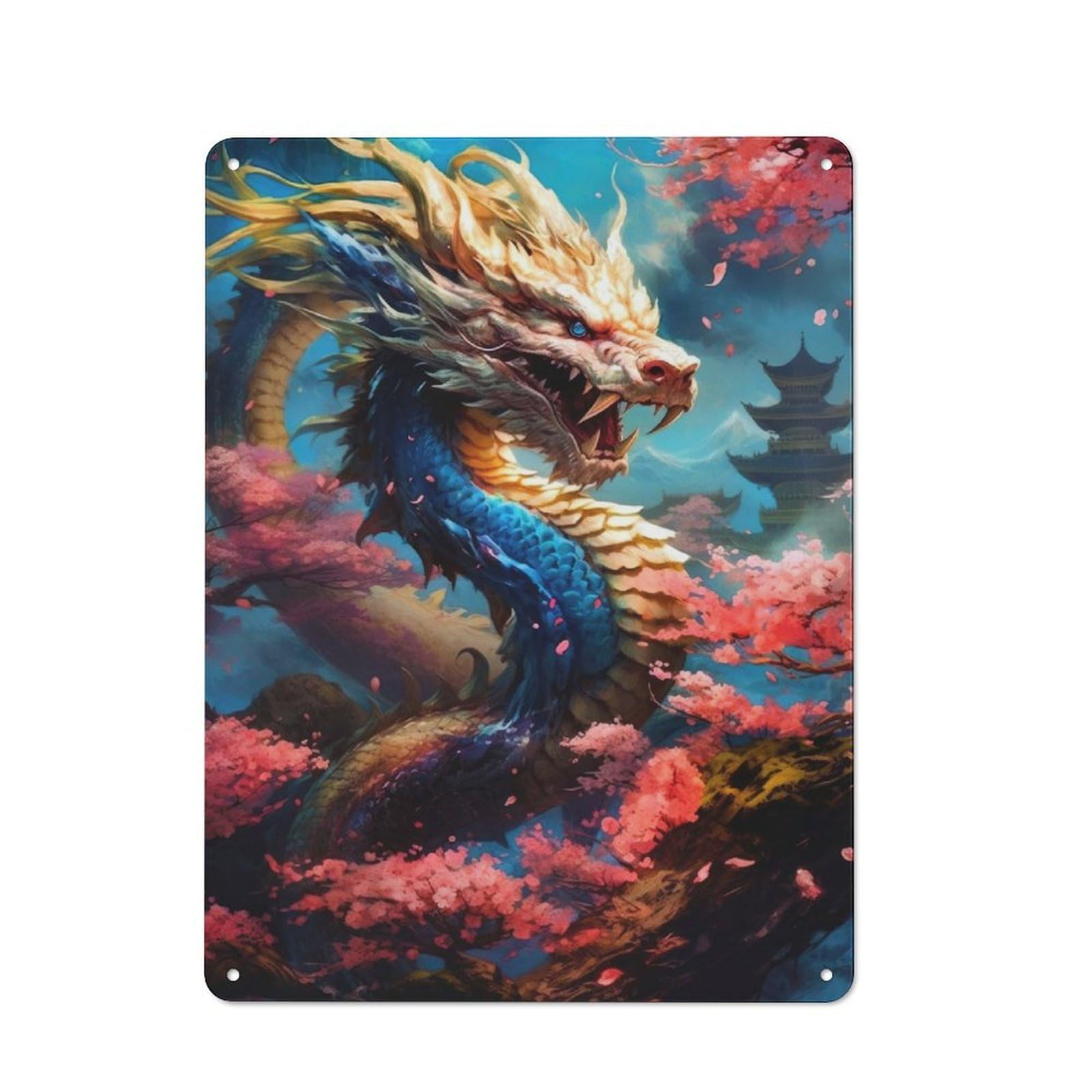 Junmoney Pictorius Dragon Rustic Metal Sign 40X30cm For Lounge Or Reading Corner, For Reading Corner Decorators