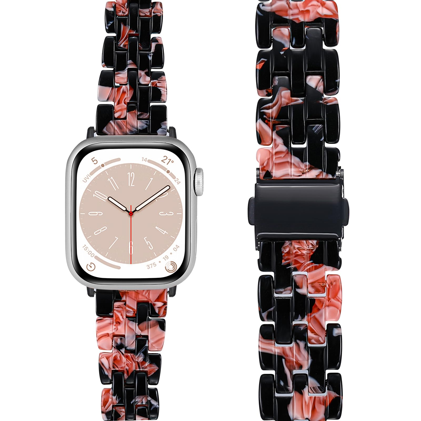 BAIHUIAM Bands Compatible with Apple Watch Band 38mm 40mm 41mm 42mm 44mm 45mm 49mm Women Slim Resin Band Bracelet Thin Lightweight Replacement