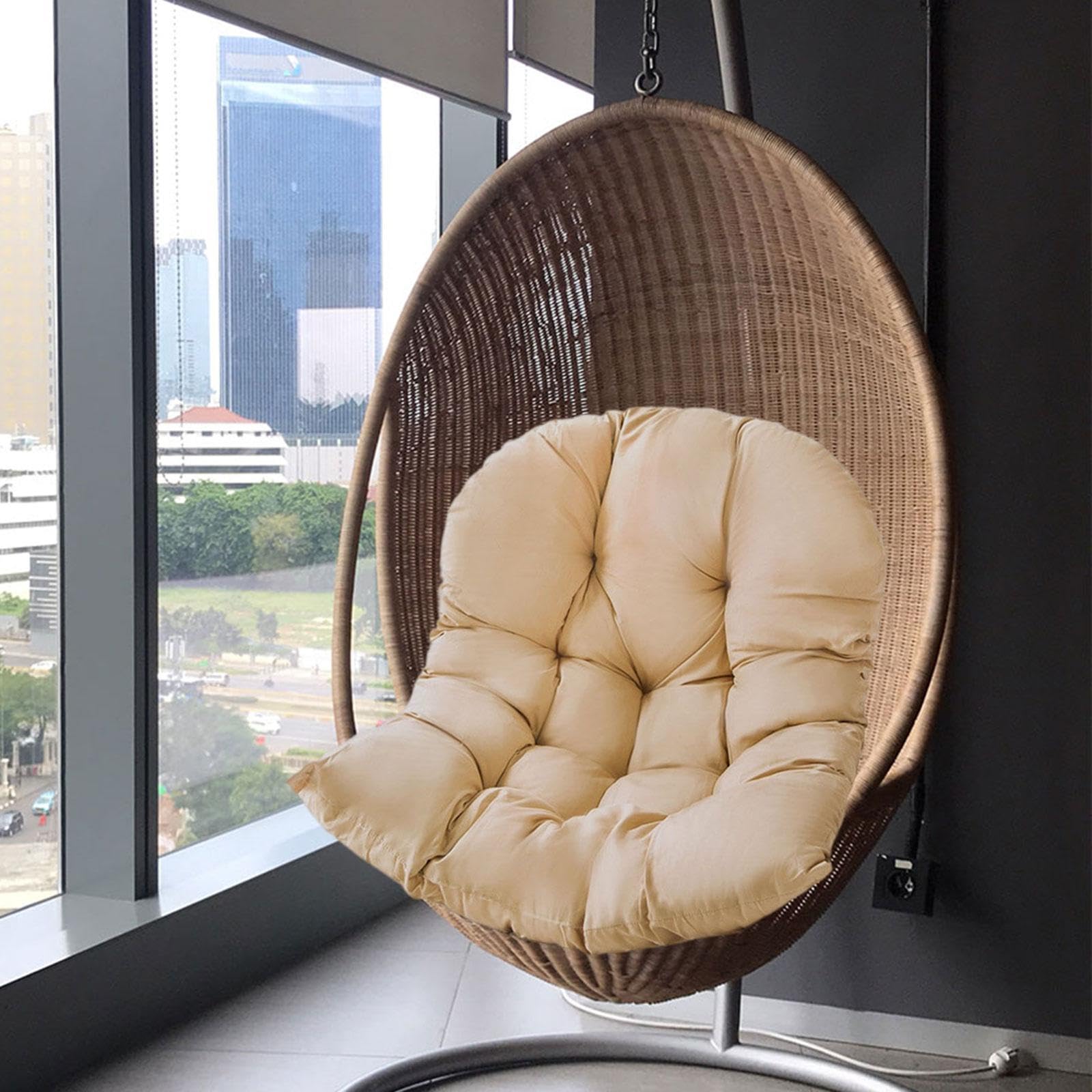 Cojín Colgante para Silla de Huevo, Cojín para Asiento de Exterior, Accesorios para Muebles, Tapete para Silla de Jardín para Decoración, Caqui