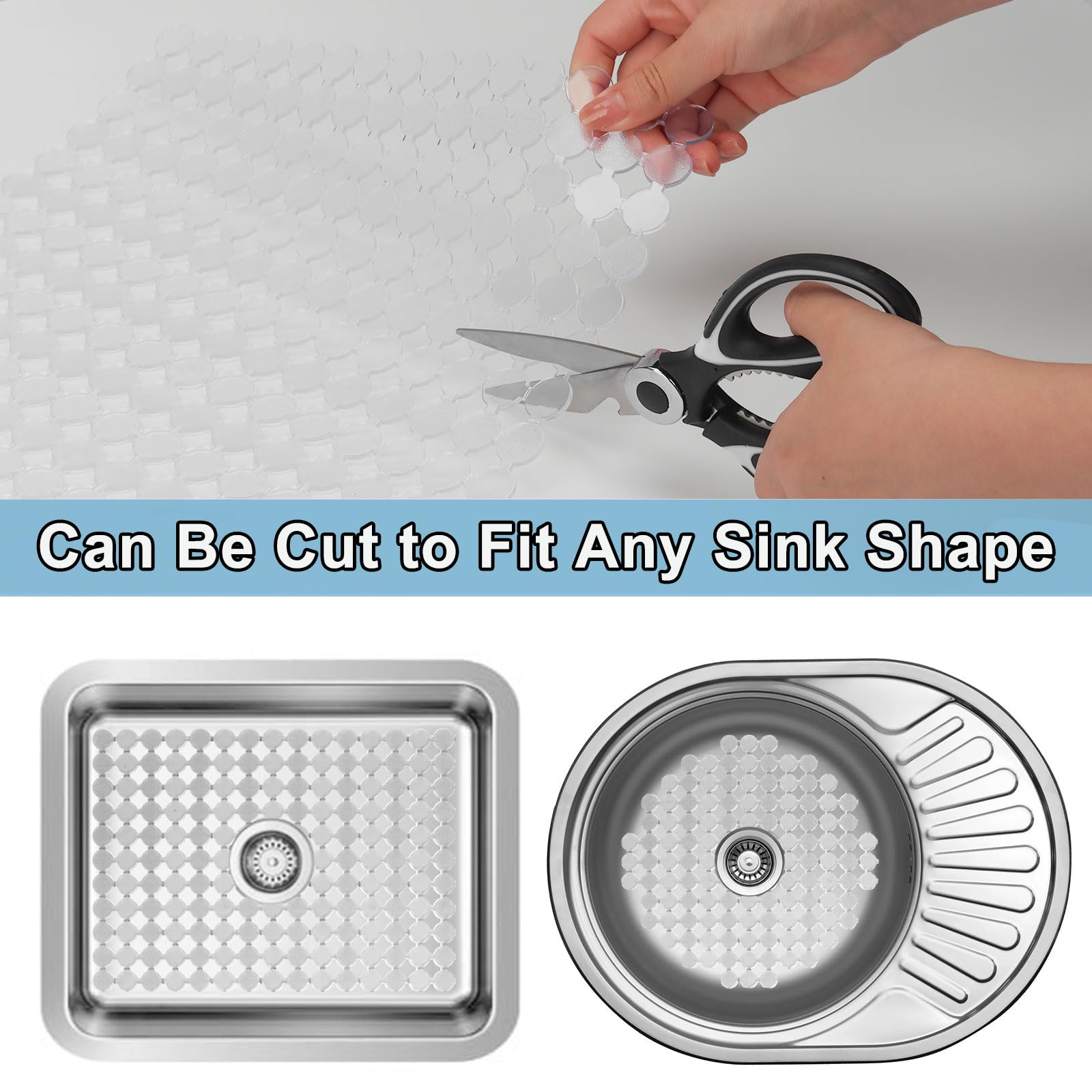 Sink Liner Mat – Clear, Non-Slip Kitchen Sink Protector For Stainless Steel & Porcelain Sinks, Fast Drain, Easy Clean, 30x40cm 3 thumbnail image