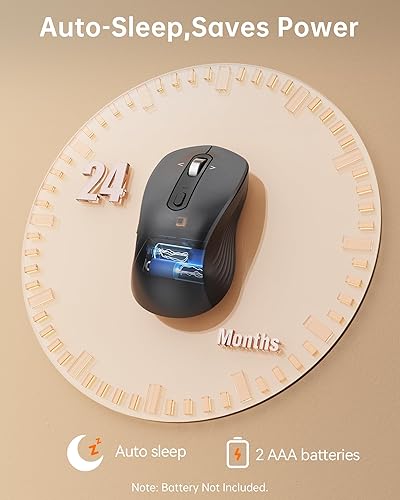 Miniatura 6 de TECKNET Ratón inalámbrico Bluetooth para computadoras portátiles-Gris