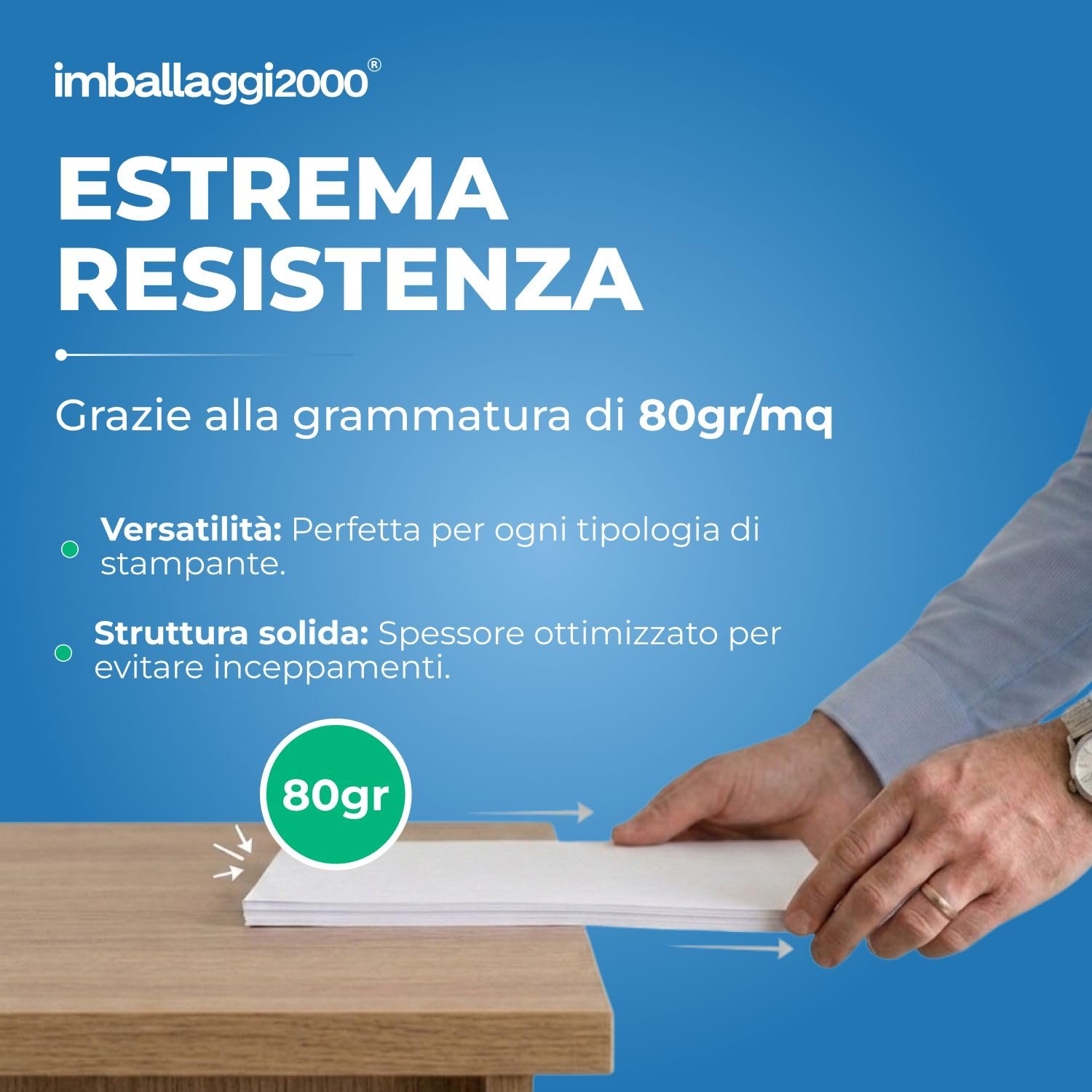 IMBALLAGGI 2000 – Pallet Carta A4 per Stampanti, 180 Risme da 500 Fogli, 90.000 Fogli, Carta A4 di Alta Qualità per Ufficio, Fotocopiatrici e Stampanti, Formato A4, 80 g/m²