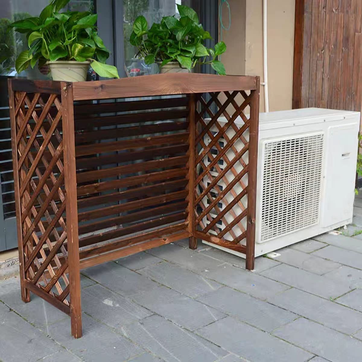 Support De Climatiseur En Bois, Bois Massif Cache Climatiseur Extérieur, Couvertures De Climatisation Extérieure, Couvercle De Protection Pour Climatiseur, Imperméable, Anti-UV (Size : 86x35x80cm)