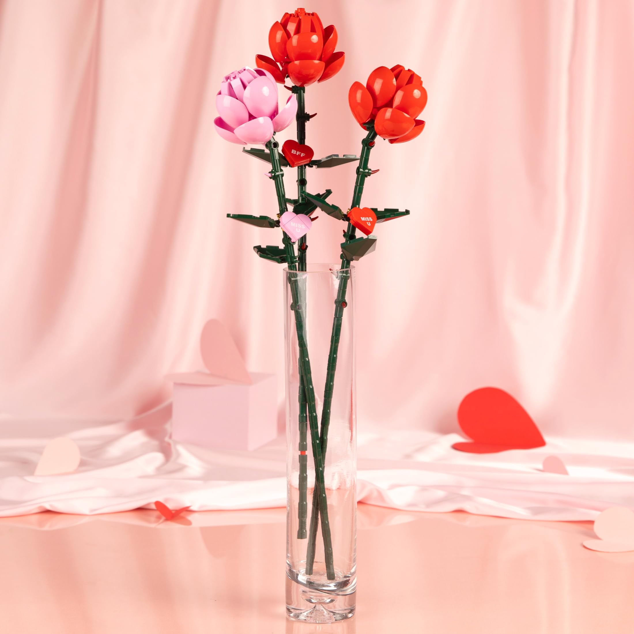Amazon.com: Brickcraft Bricktanicals Pink Long Stem Rose Building
