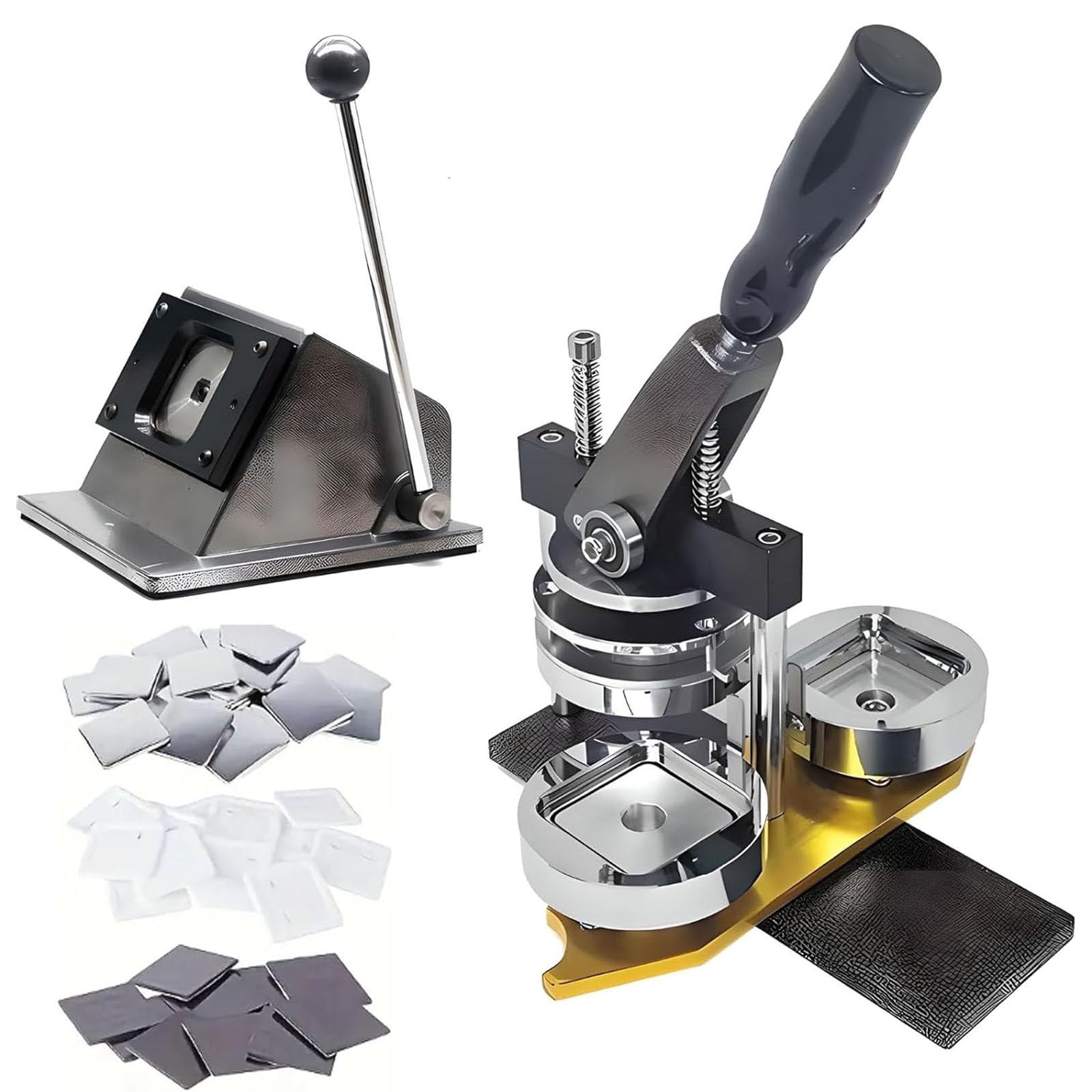 Kit De Fabrication D'aimants Carrés 5 X 5 Cm, Machine à Fabriquer Des Badges Métalliques Professionnels, Avec Massicot Et 100 Composants, Pour La Fabrication De Badges