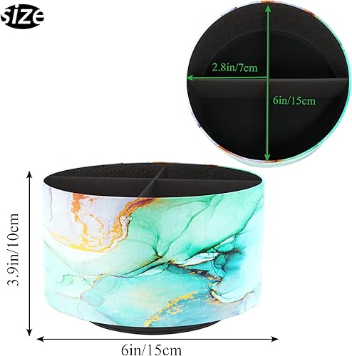 Miniatura 2 de Hennaja Organizador redondo de cuero para suministros de arte, soporte para control remoto, rotación de 360 grados, soporte multifuncional para