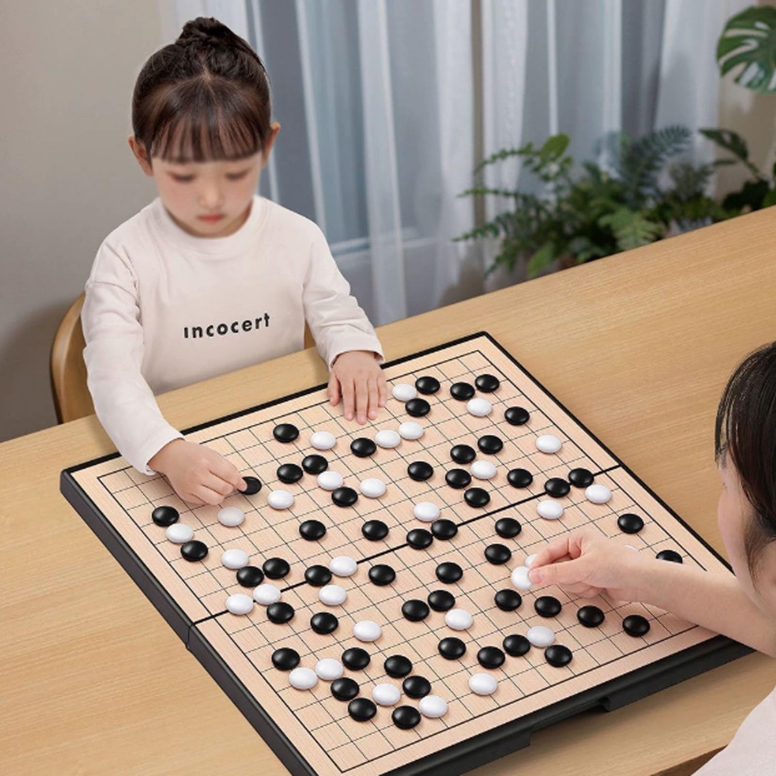 Grand Jeu de Go magnétique avec Pierres convexes Simples, Plateau de Voyage Pliable et Portable(Go,d)