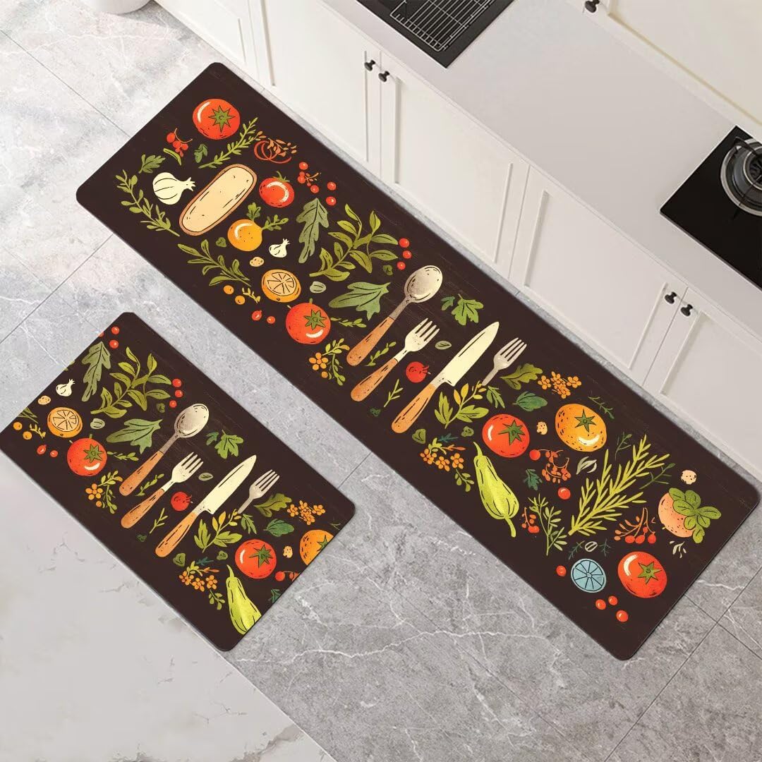Alfombra cocina lavable de 2 piezas con diseño de paisaje de 45x140cm