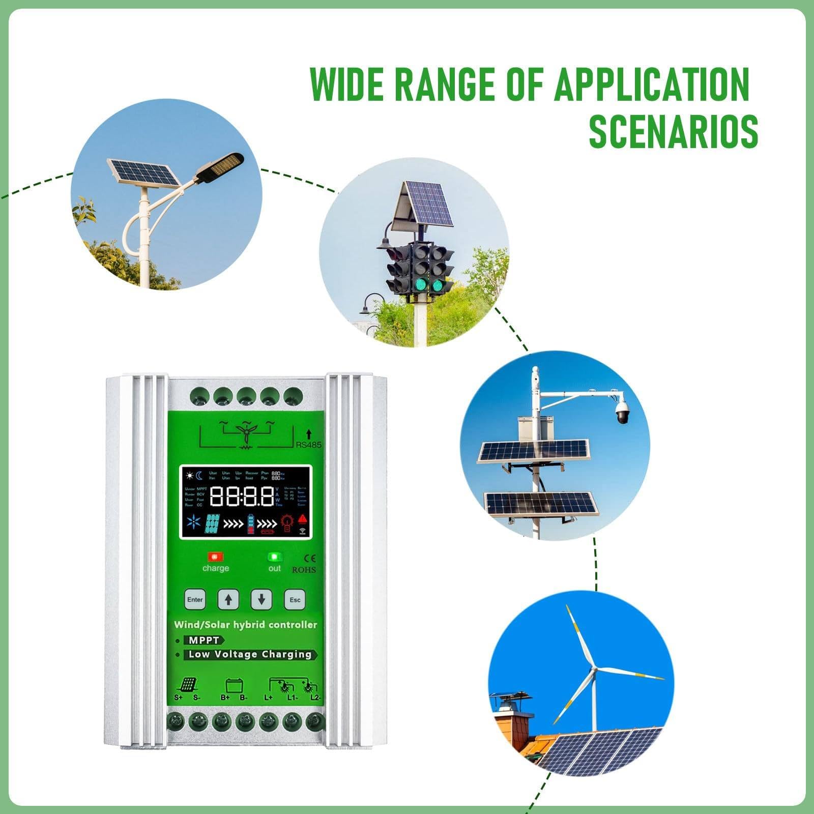 Regolatore di carica ibrido solare eolico da 3000 W-15000 W, sistemas supplementare solare eolico, caricabatterie eolico, regolatore di carica eolico, regolatore di carica di energia LCD 8000W
