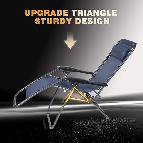 Miniatura 5 de Juego de 2 sillas de gravedad cero reclinables para exteriores, para jardín, playa, gris (azul)