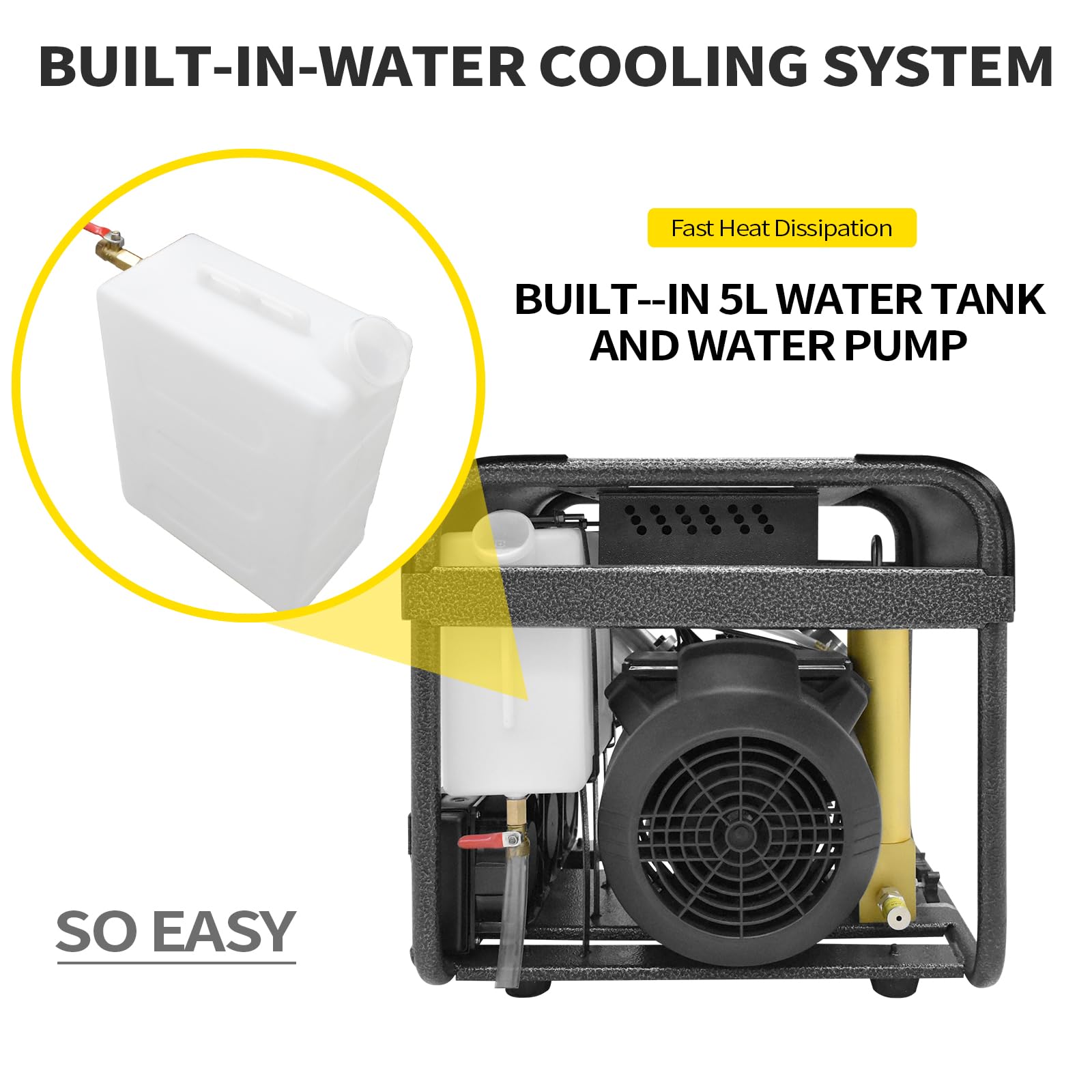 Compresor de aire PCP de 4500 Psi, sistema de enfriamiento de agua y ventilador incorporado, filtro de filtración de dos etapas, versión de parada automática, para tanque de buceo con rifle de aire