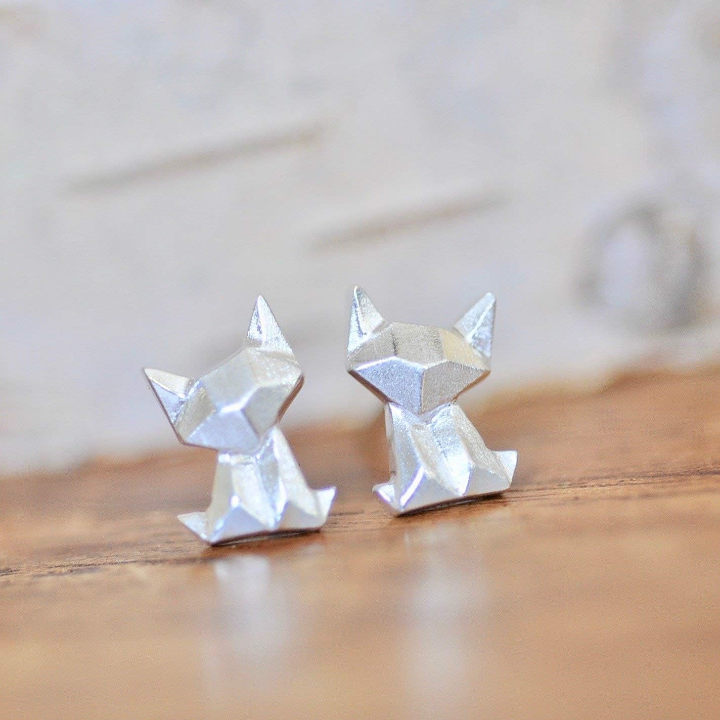 Origami Cat Earrings in Sterling Silver 925 - Jamber Jewels - Image 5