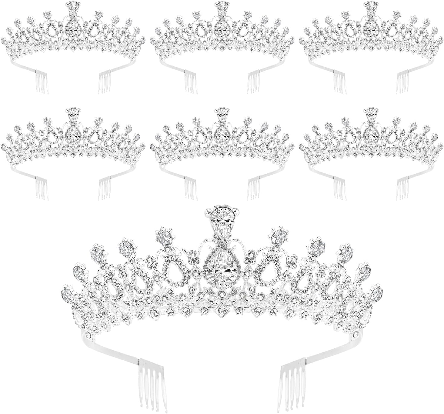 Crystal Tiara and Princess Crown,Silver Rhinestone Tiaras with Comb Crown,Bridal Wedding Queen Headbands Prom Birthday Party Halloween Hair Accessories Jewelry Gifts for Women Girls