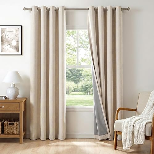 Cortinas para puerta corrediza 100% Blackout Shield, cortinas extra anchas de 84 pulgadas de largo, cortinas con ojales para puerta de patio para