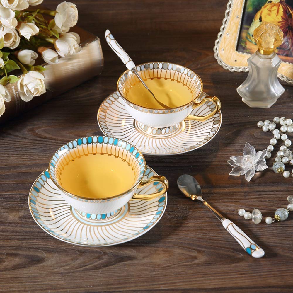 マグカップ&ソーサー Amazon | 磁器 220ml コーヒーカップとソーサーセット 7.43オンス 割れ