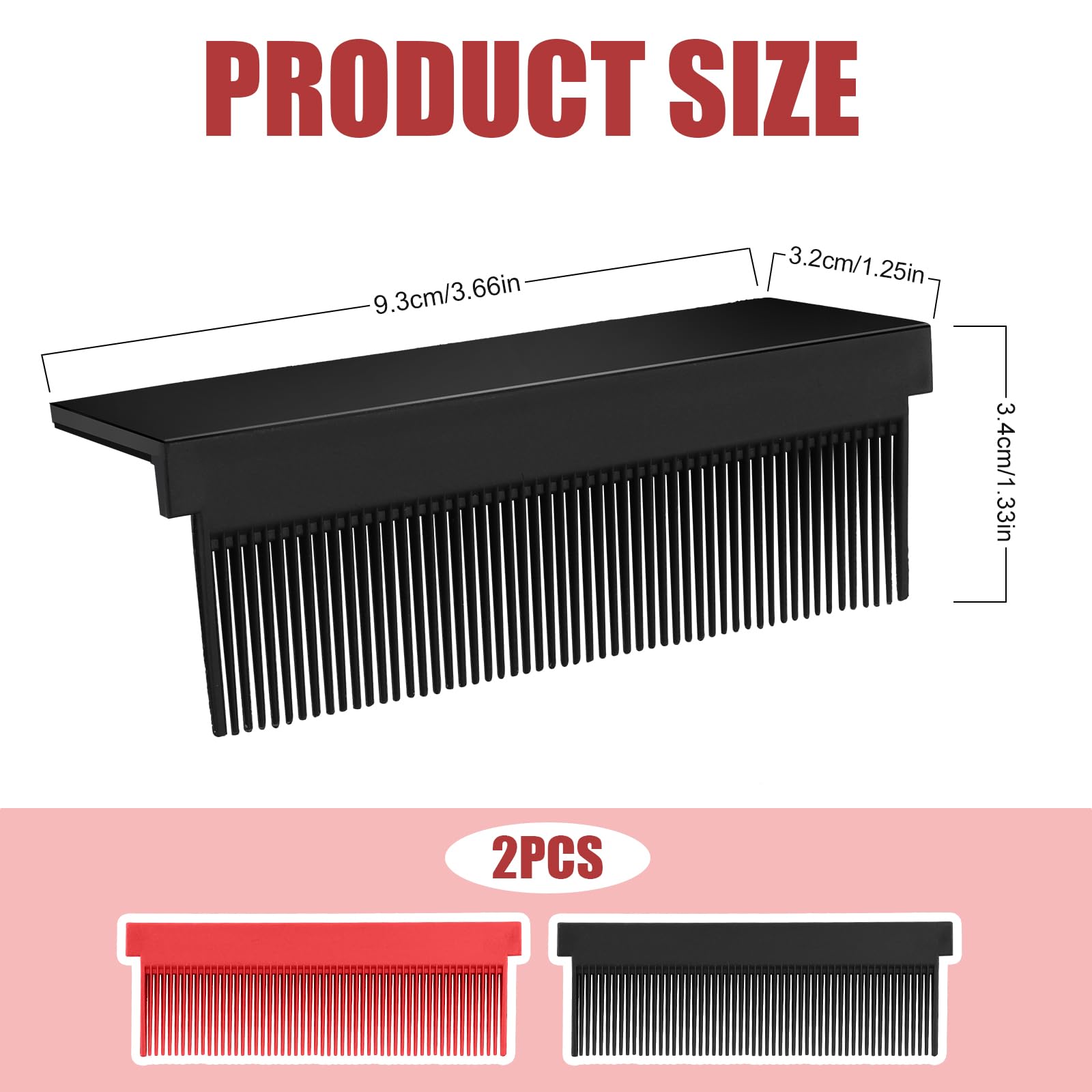 2 Piezas Accesorio Peine de Hierro Plano con Clip Resistente al Calor para Alisador de Cabello (Negro, Rojo)
