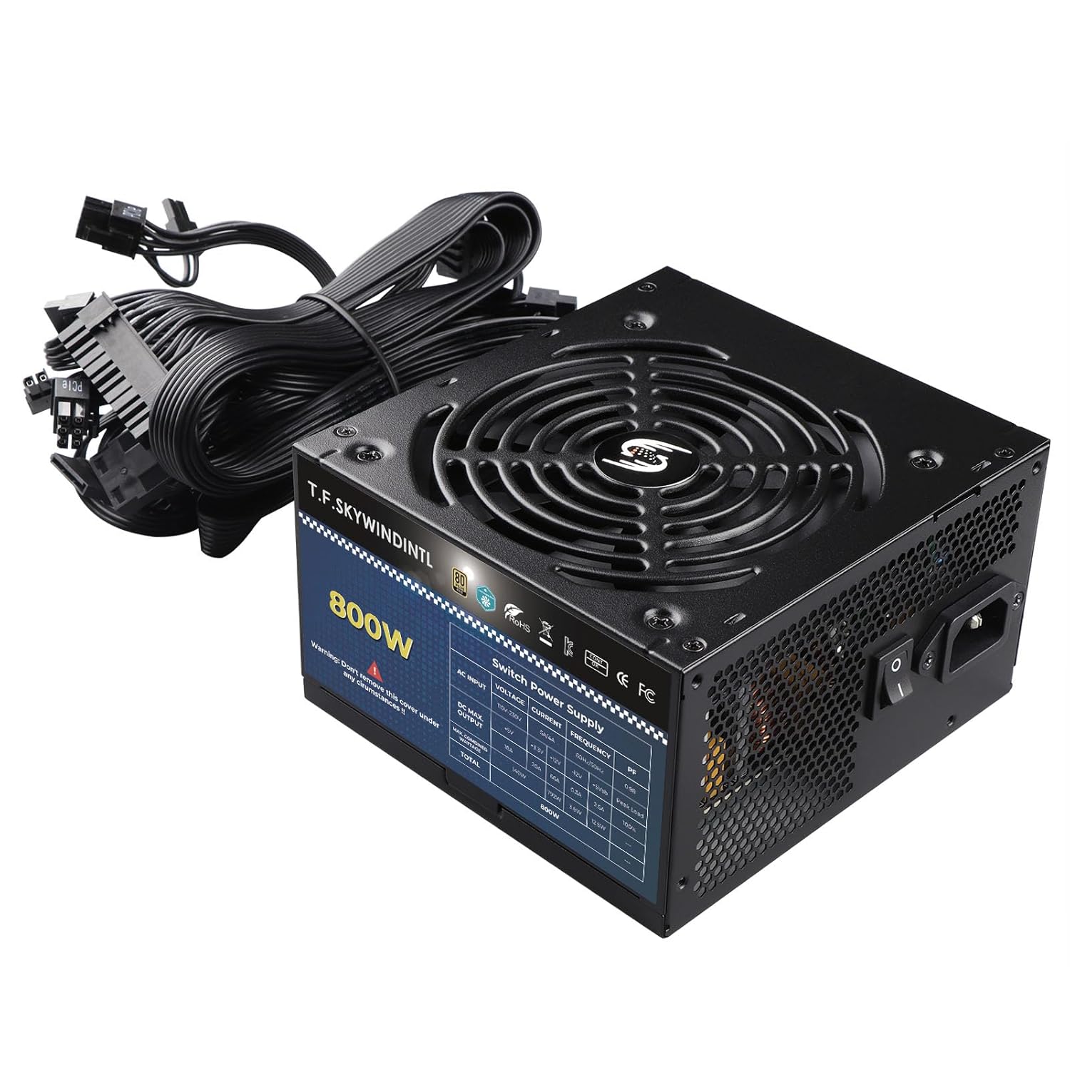 800W PSU 80 Plus Gold Standard ATX Computer Power Supply Non Modular Build-in 125MM Ultra-Quiet FDB Fan with 20+4Pin Motherboard Power for Desktop Gaming PC Server