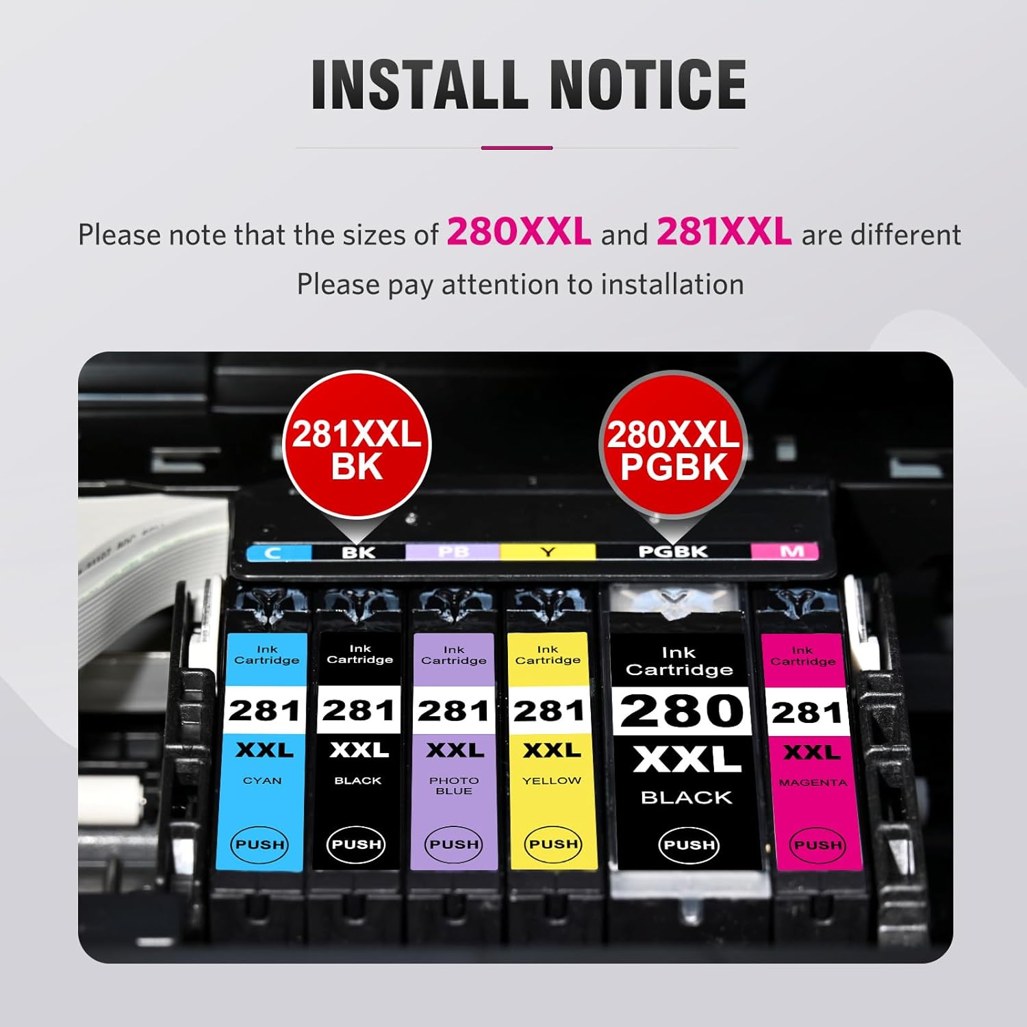 280XXL 281XXL Compatible Replacement for Canon 280 281 TR8620a Ink Cartridges PGI-280XXL CLI-281XXL 280 XXL 281 XXL Compatible with TR8620 TS702a TS9521C TR8520 TS6220 TS6320 TS8220 5-Pack - Image 5