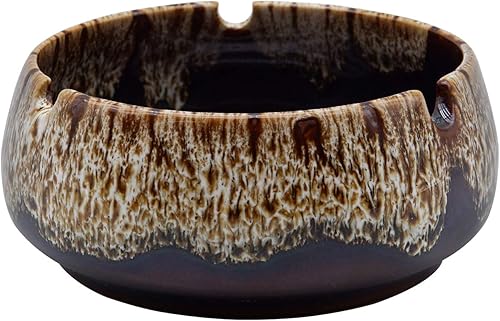 InnoLife Cenicero redondo de cerámica para cigarrillos, regalos y decoración hechos a mano, color blanco