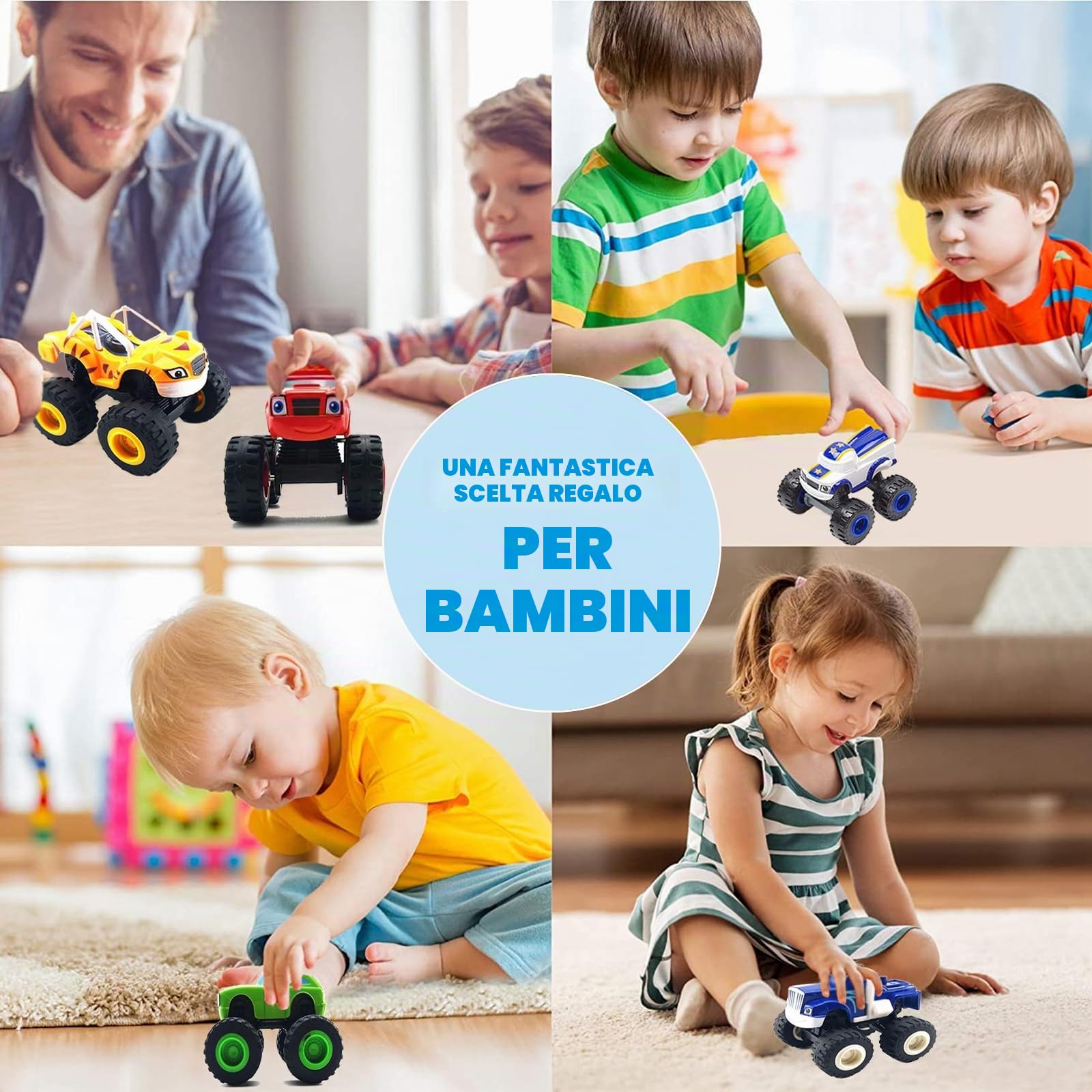 BEYOND MS 6 Pack e i mostri macchinari, Trucks Giocattoli per bambini Compleanno Camion Giocattoli Set Natale Truck Giocattolo Regalo per ragazzi e ragazze