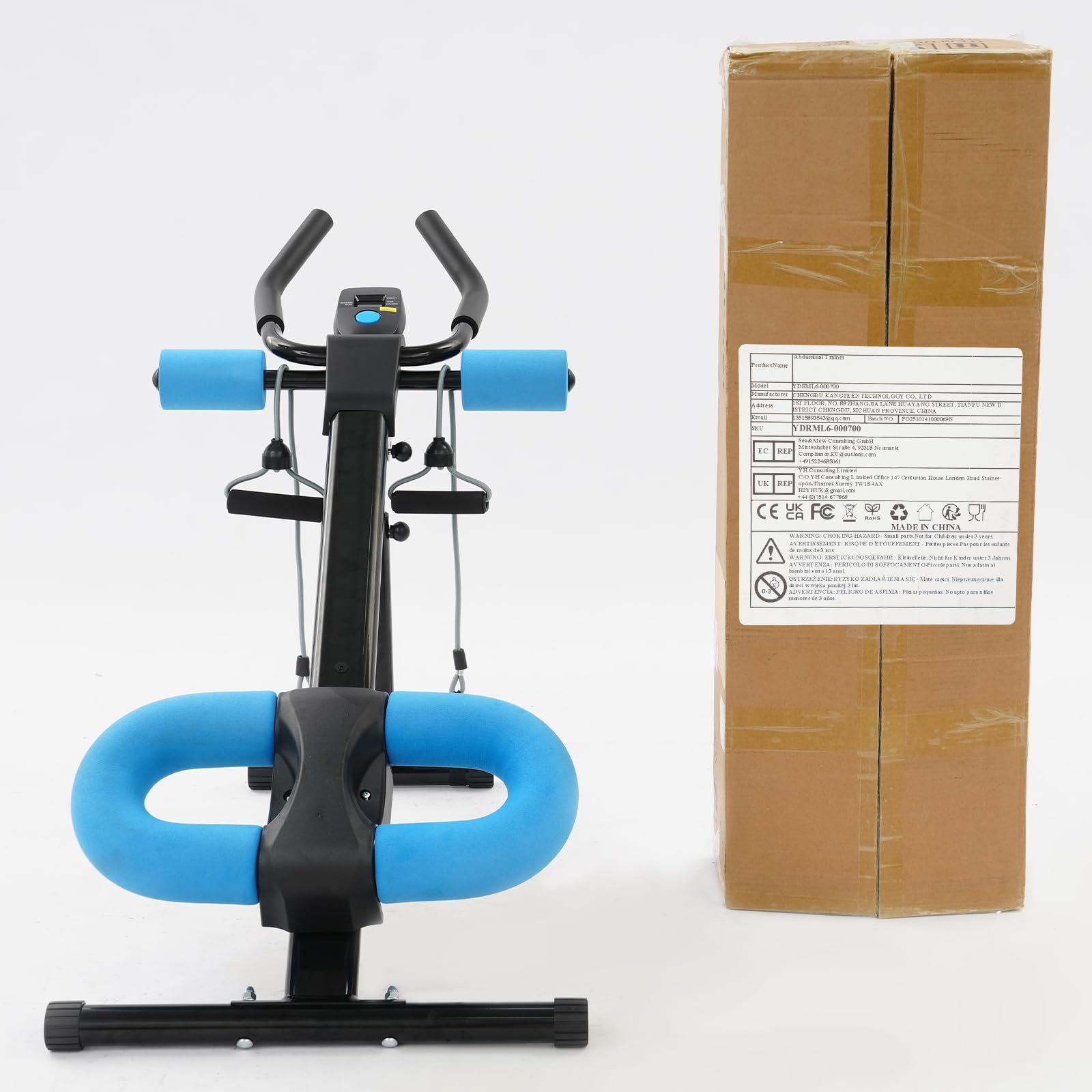 Bauchmuskeltrainer für Zuhause, Bauchtrainer mit LCD Monitor, Multifunktionale Trainingsgerät, 5-stufige Höhenverstellung, für Hause Büro Fitnessstudio Yogastudio