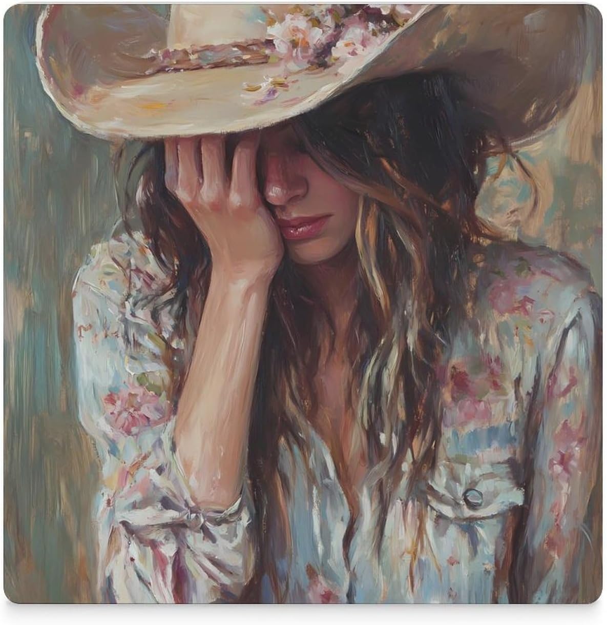 Lady Classical Painting Funny Ceramic Coasters for Drinks Absorbent Cup Holder Tabletop Protector with Cork Base