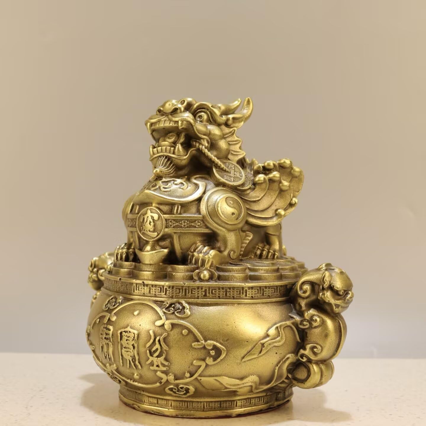 Dytartzx Pure Copper pi xiu Statue, Home and Office Decoration, Gift for attracting Wealth and Good Luck