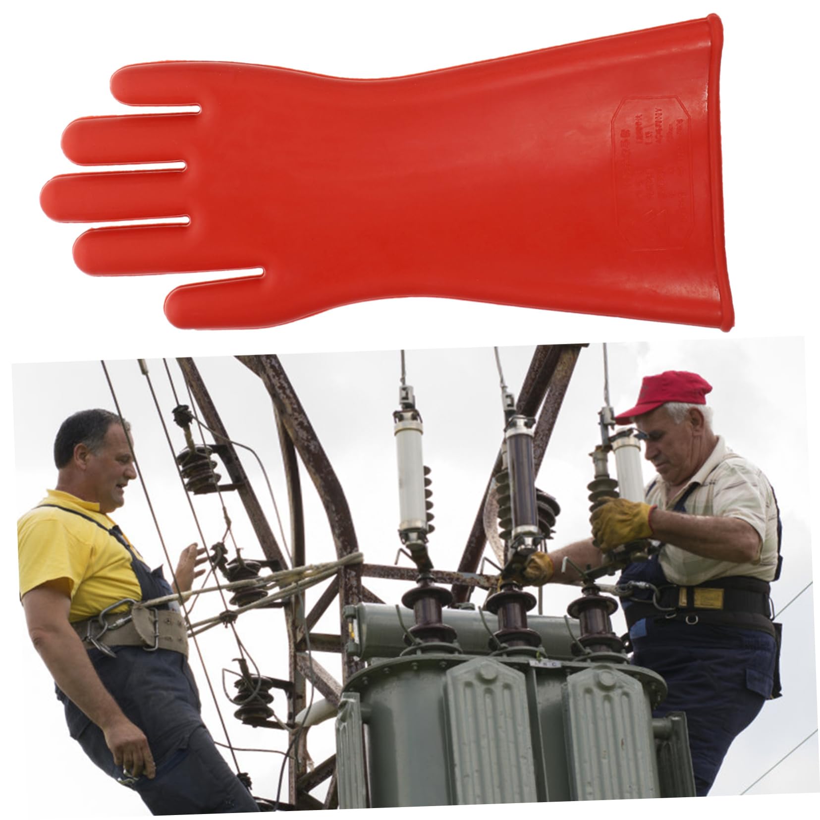 Operitacx Guantes Aislantes de Goma Roja para Electricista, Alta Tensión, Resistentes al Desgaste, Protección para Trabajo Industrial y Servicio en Campo
