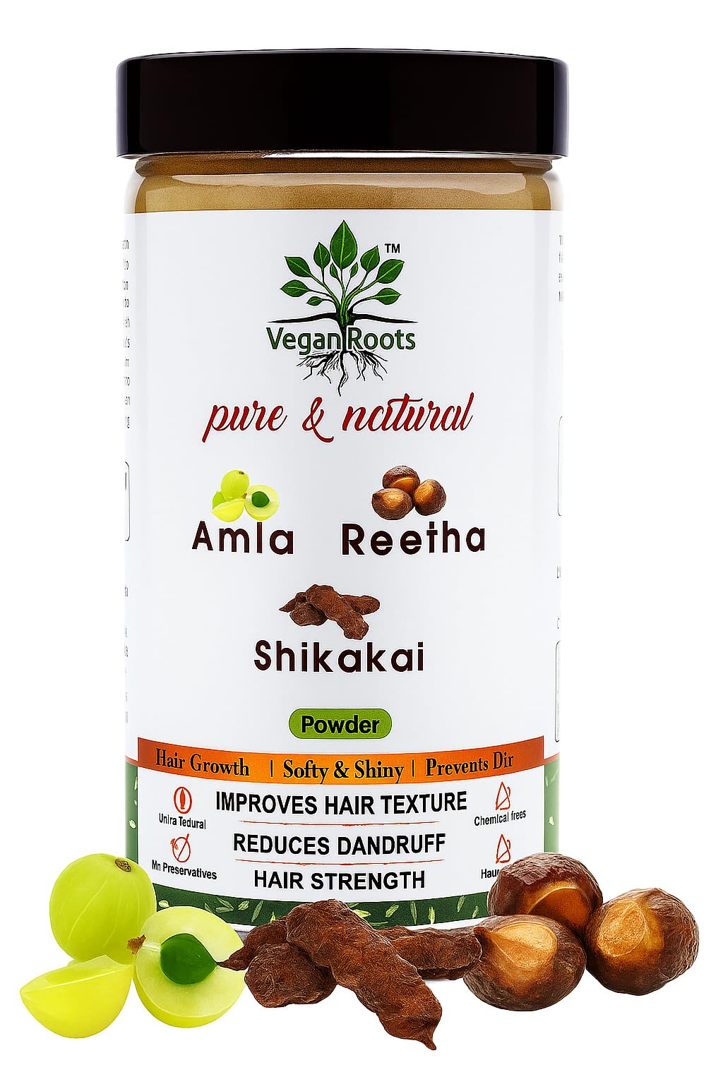 Natural Amla, Reetha, Shikakai Powder for Hair Growth, Anti-Dandruff & Conditioning, Chemical-Free (250G)-image-49