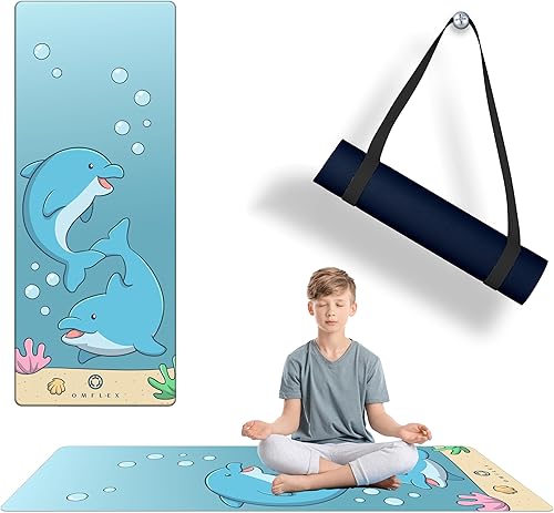 Miniatura 8 de Alfombrillas de yoga prémium para niños, tapetes de ejercicio, tapetes de juego con correa de transporte, alfombrillas antideslizantes de 60 x 24