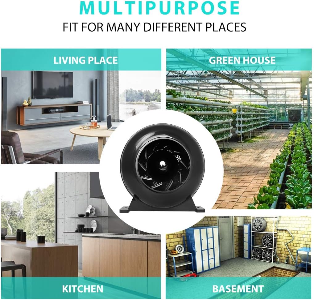 VIVOHOME 4 Inch 195CFM Plastic Round Exhaust Inline Duct Fan for Hydroponics Grow Tent Ventilation : Industrial & Scientific