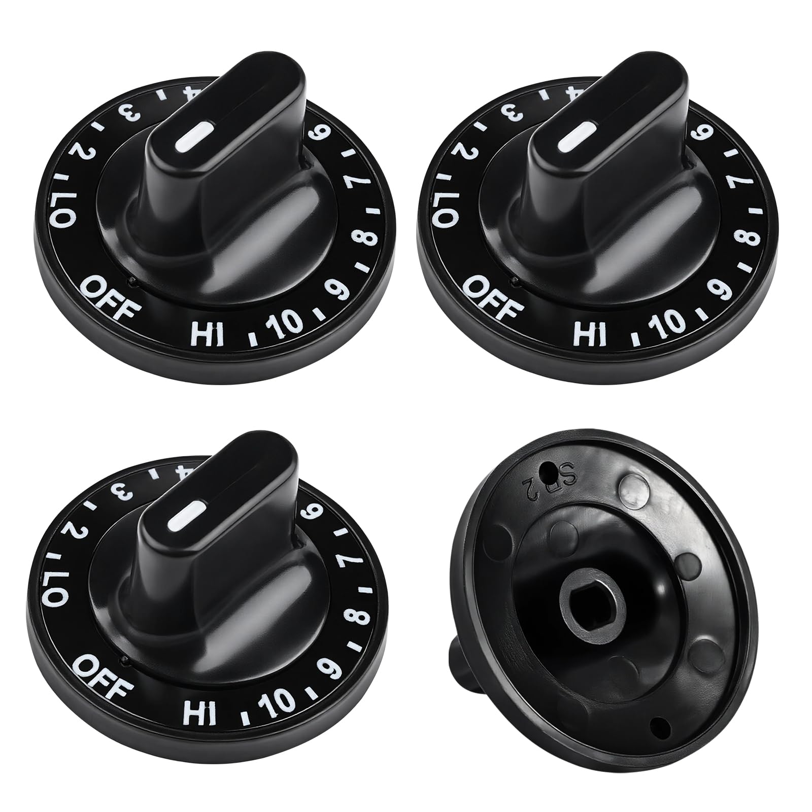 Photo 1 of (4Pack) 12200035 Gas Stove Surface Burner Knob Kit Compatible with Jenn Air Whirlpool Kenmore DGGF3045RFB DGGF304GRFB Range Stove Oven, Replacement 7-3272 7-3662 7-4844 703272 703662 704844LPNO469011610
